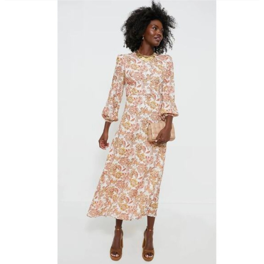 Hyacinth House Saffron Floral Sophia Maxi Dress Long Sleeve XS AY397D NEW